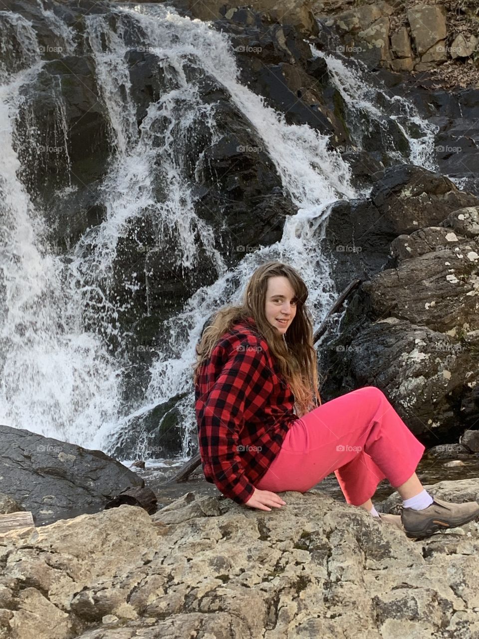 Waterfall, girl