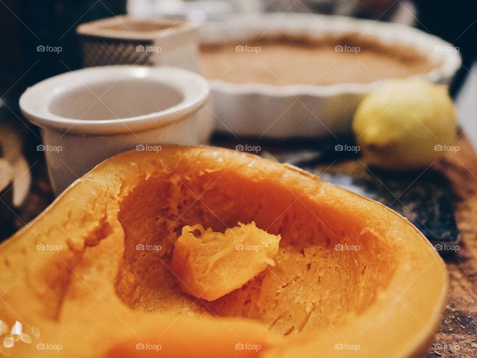 Pumpkin for making a pumpkin pie for Halloween 
