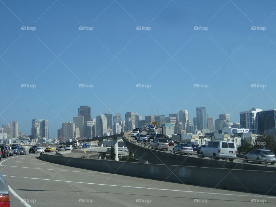 Traffic jam getting into San Francisco.