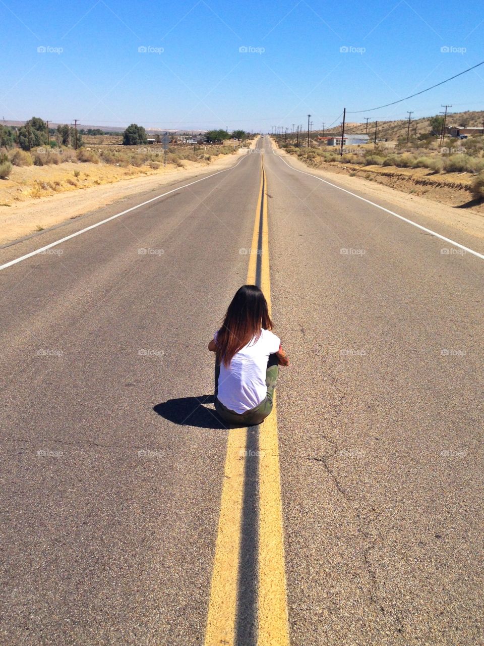 Girl rest in the street. Girl rest in the street