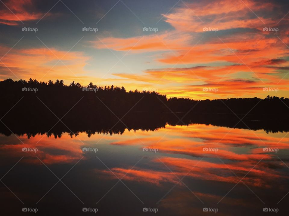 Scenic view of dramatic sky reflecting in lake