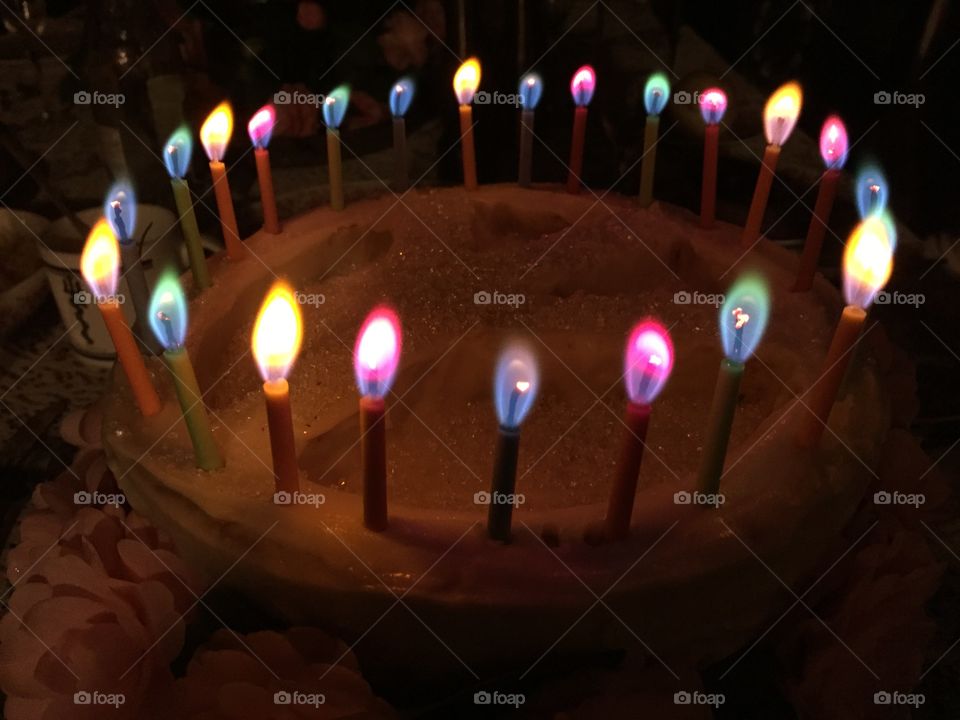 Trippy colorful birthday cake candles