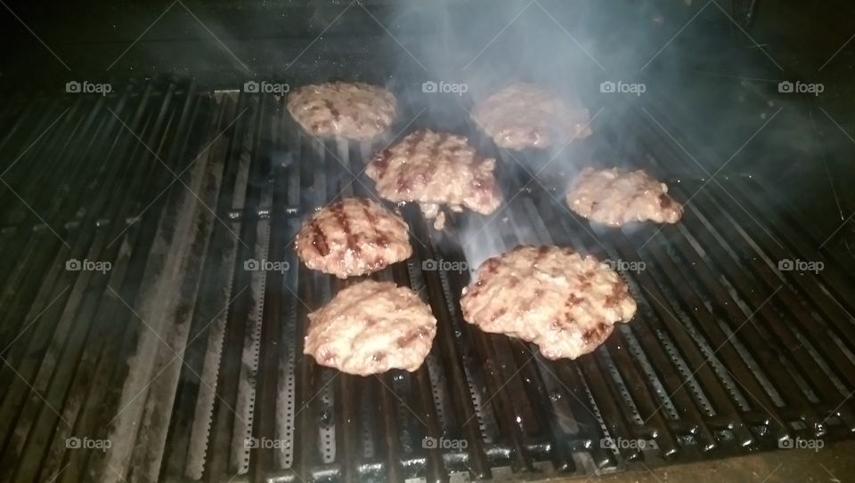 Burgers on the grill
