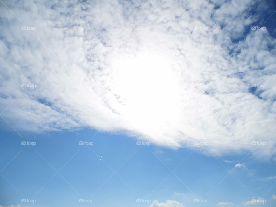 beautiful blue sky and fog lights