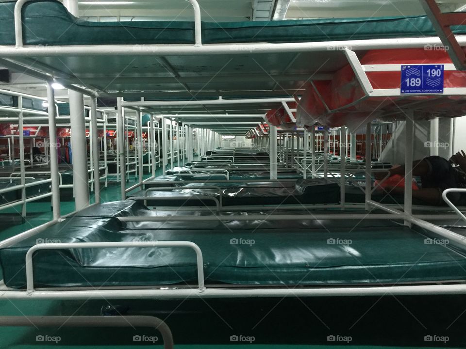 Doble bed bunks in a ferry