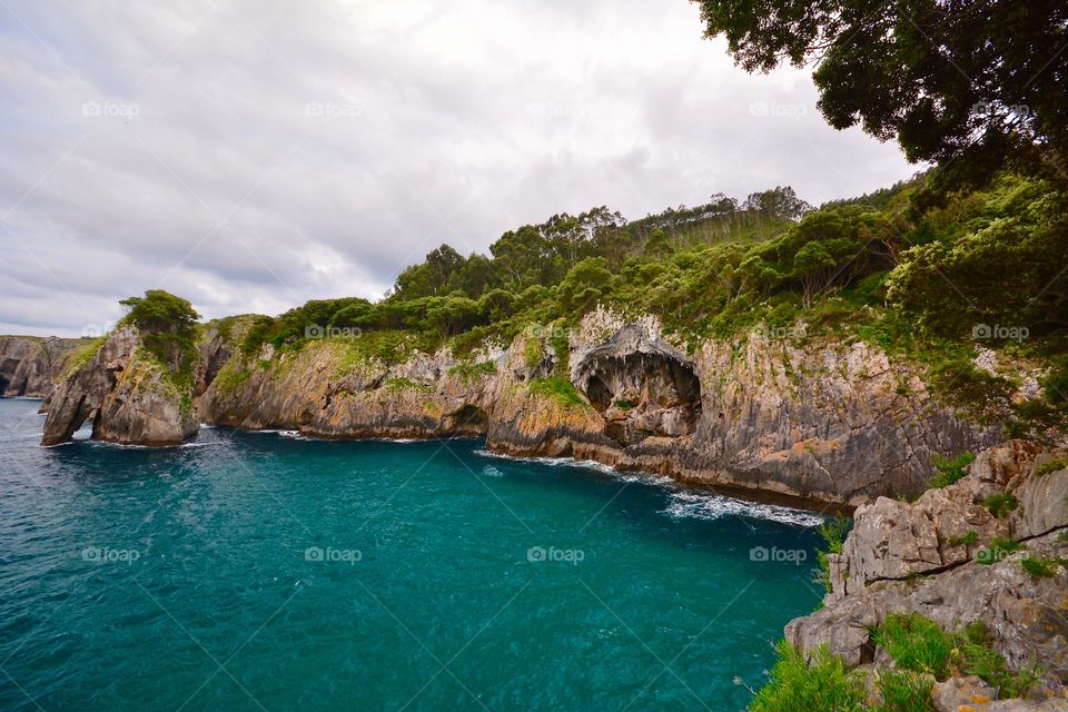 Amazing scenery on the coast of Asturias in Spain 