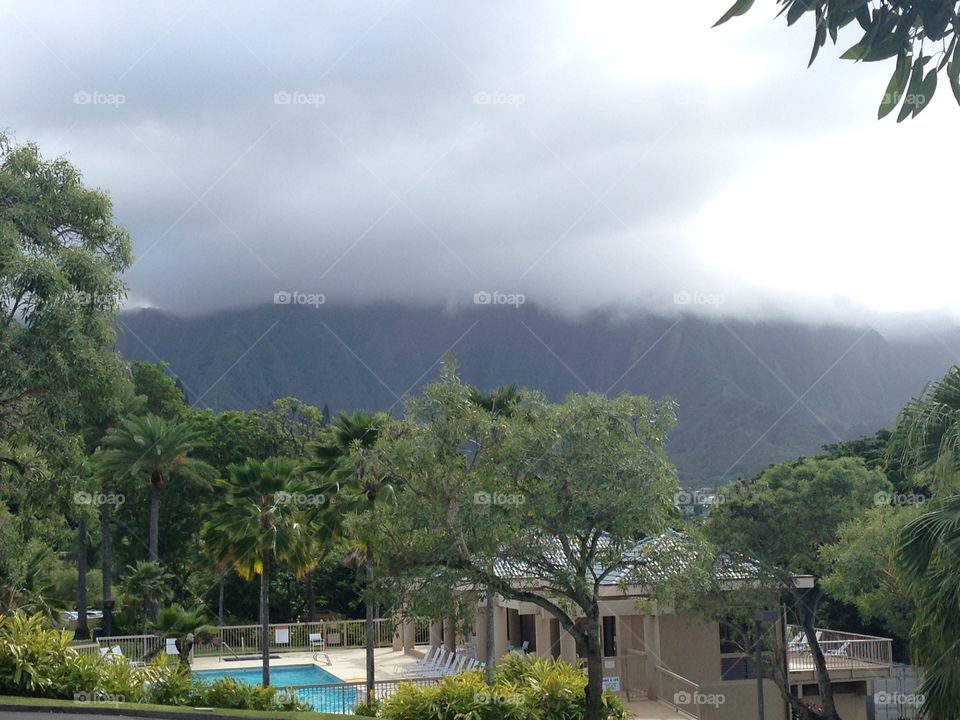 mountains in fog. Hawaii