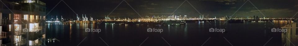 Panoramic view of Miami  from PH 17floors up from the Mondrian Beach hotel... This is the  most beautiful thing I have ever seen at night.