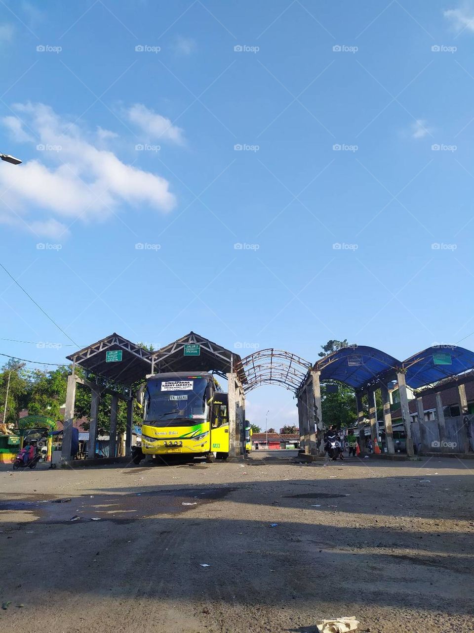 Bus station in Singaparna District, Tasimalaya Regency.  This station is the main station for residents because it connects several cities and provinces, including the city of Jakarta.  Photo taken in November 2021.