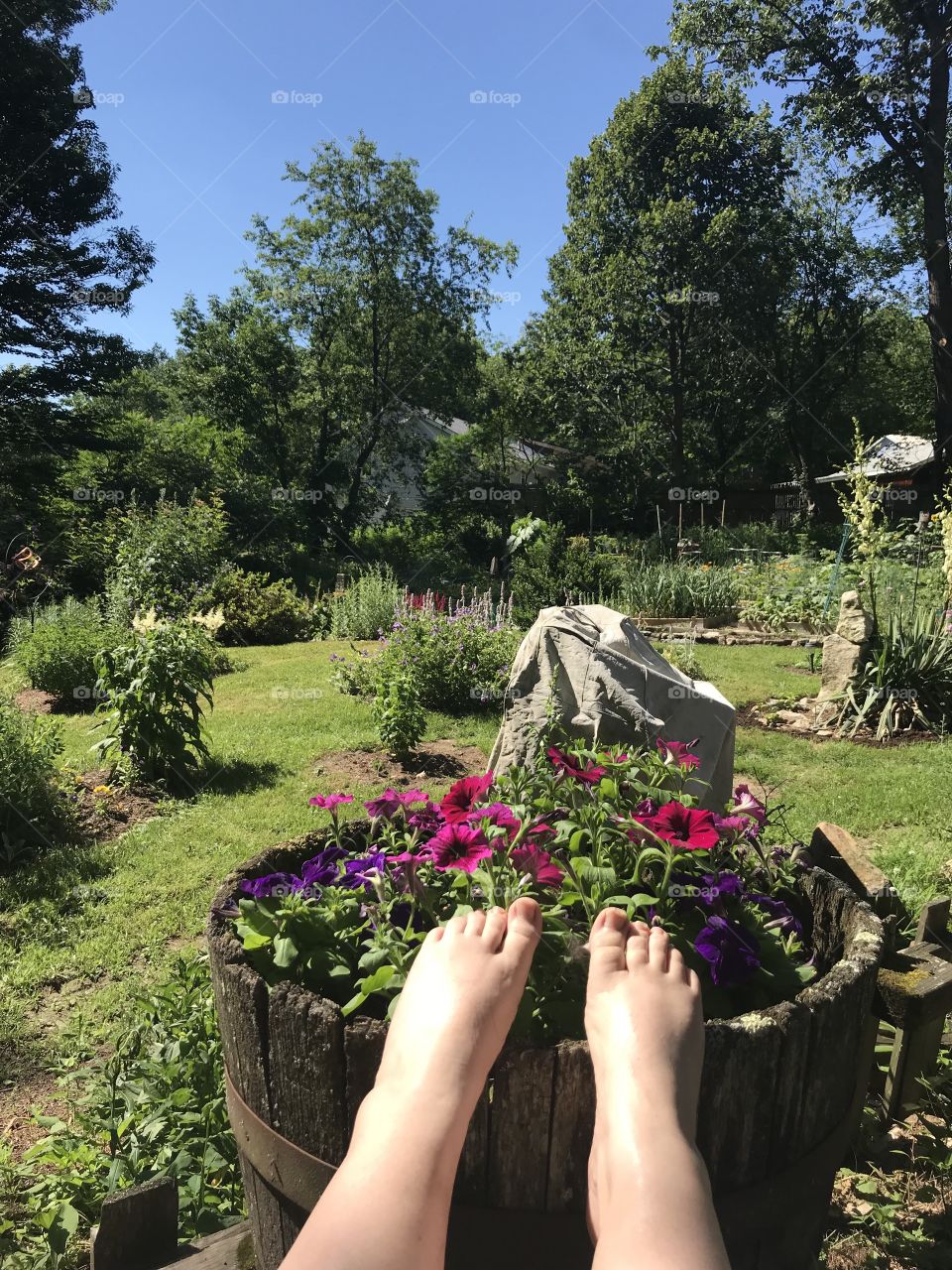 Relaxing in the gardens