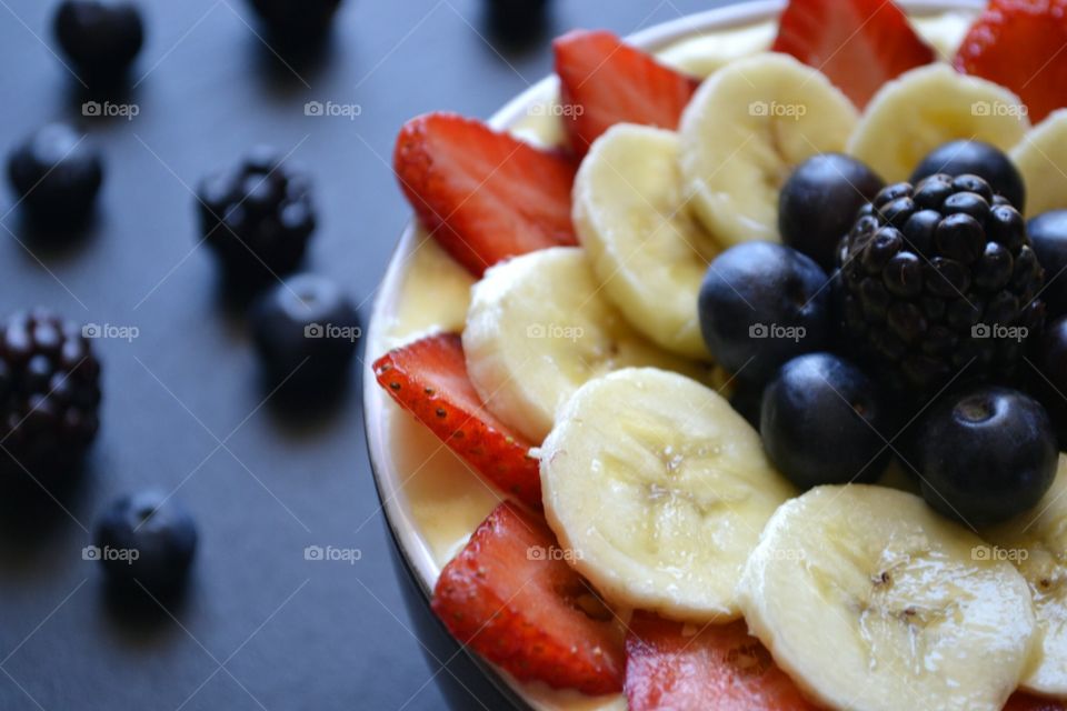 Fresh fruit slice on plate