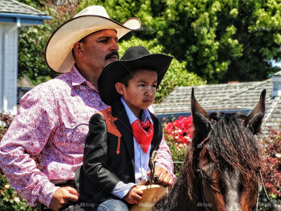 Cowboy Family. Cowboy Father And Son
