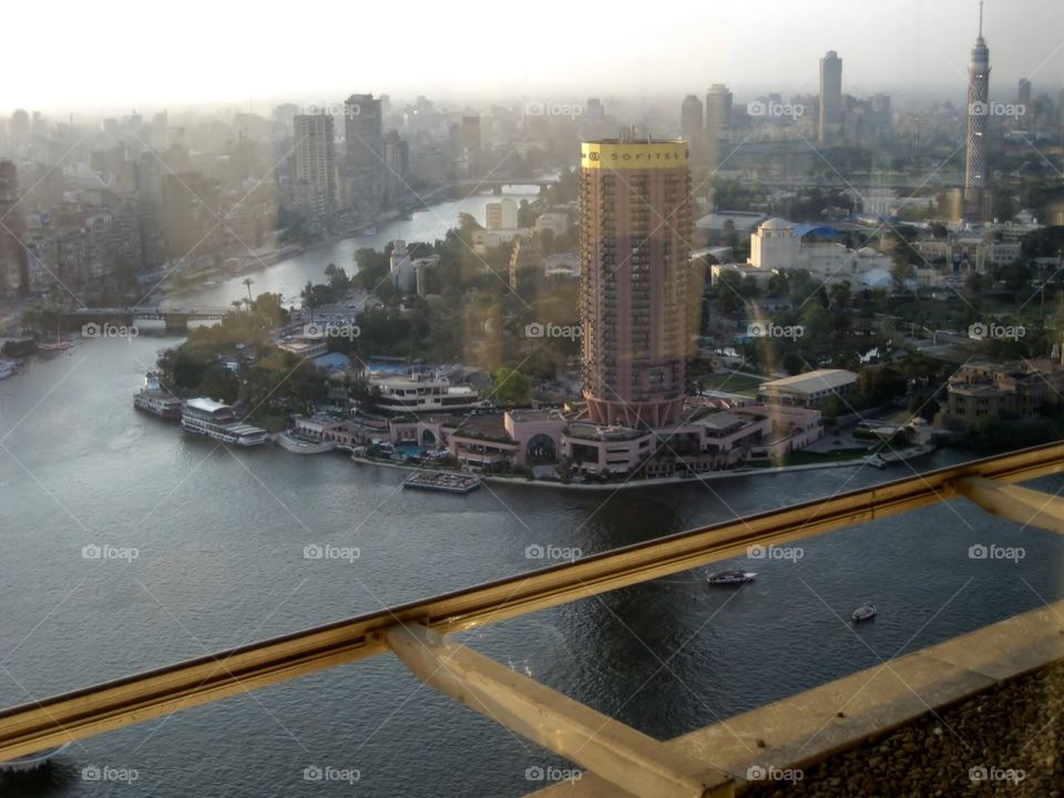 Cairo Egypt. River Nile Window View