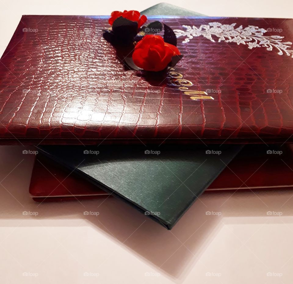 Folder leatherfor congratulations as agift