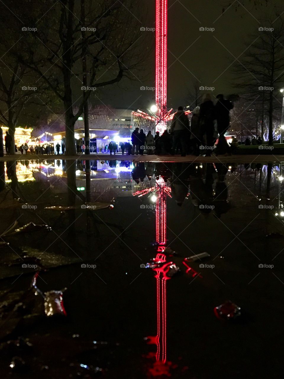 Puddle reflection ... Christmas market .. London 2018