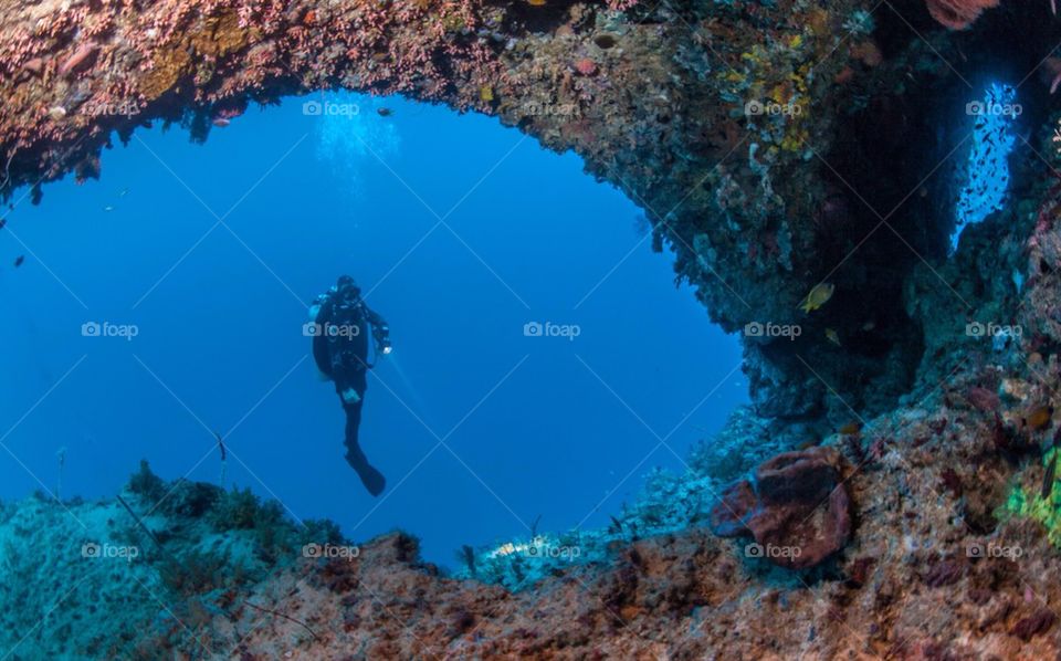 Scuba diver in a cavern