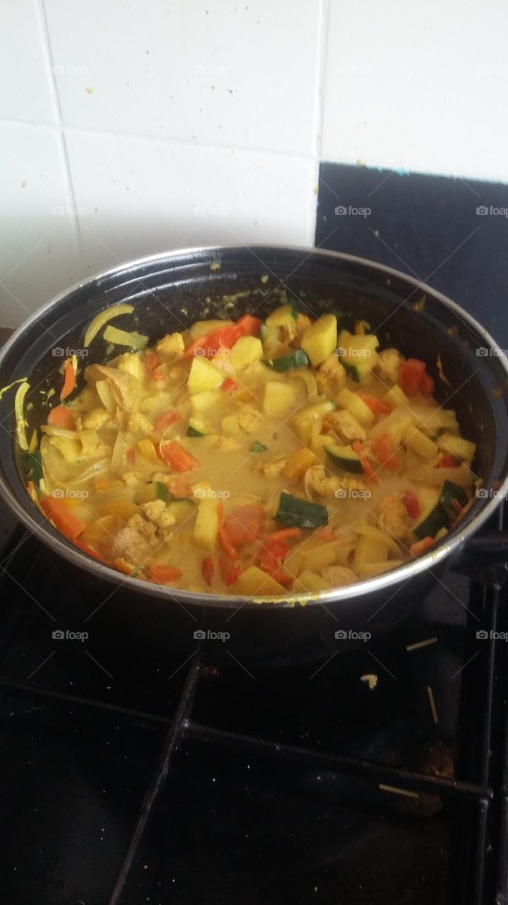 evening meal chicken curry