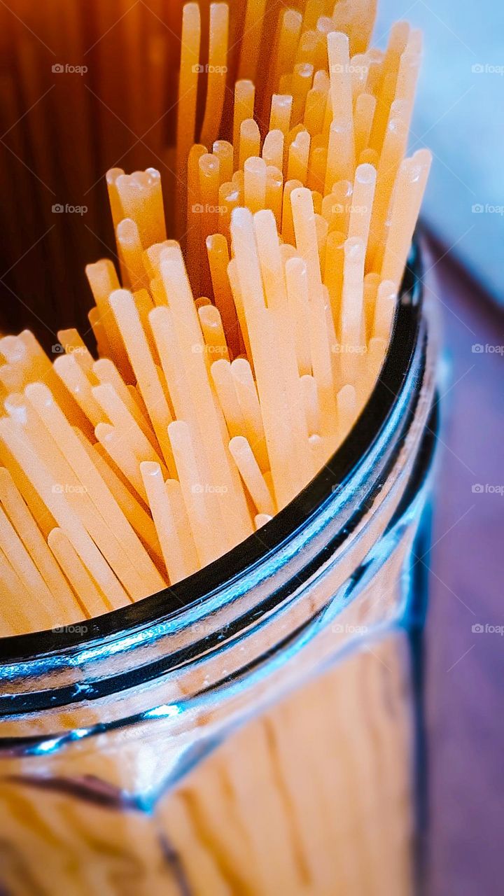 Glass jar with spaghetti