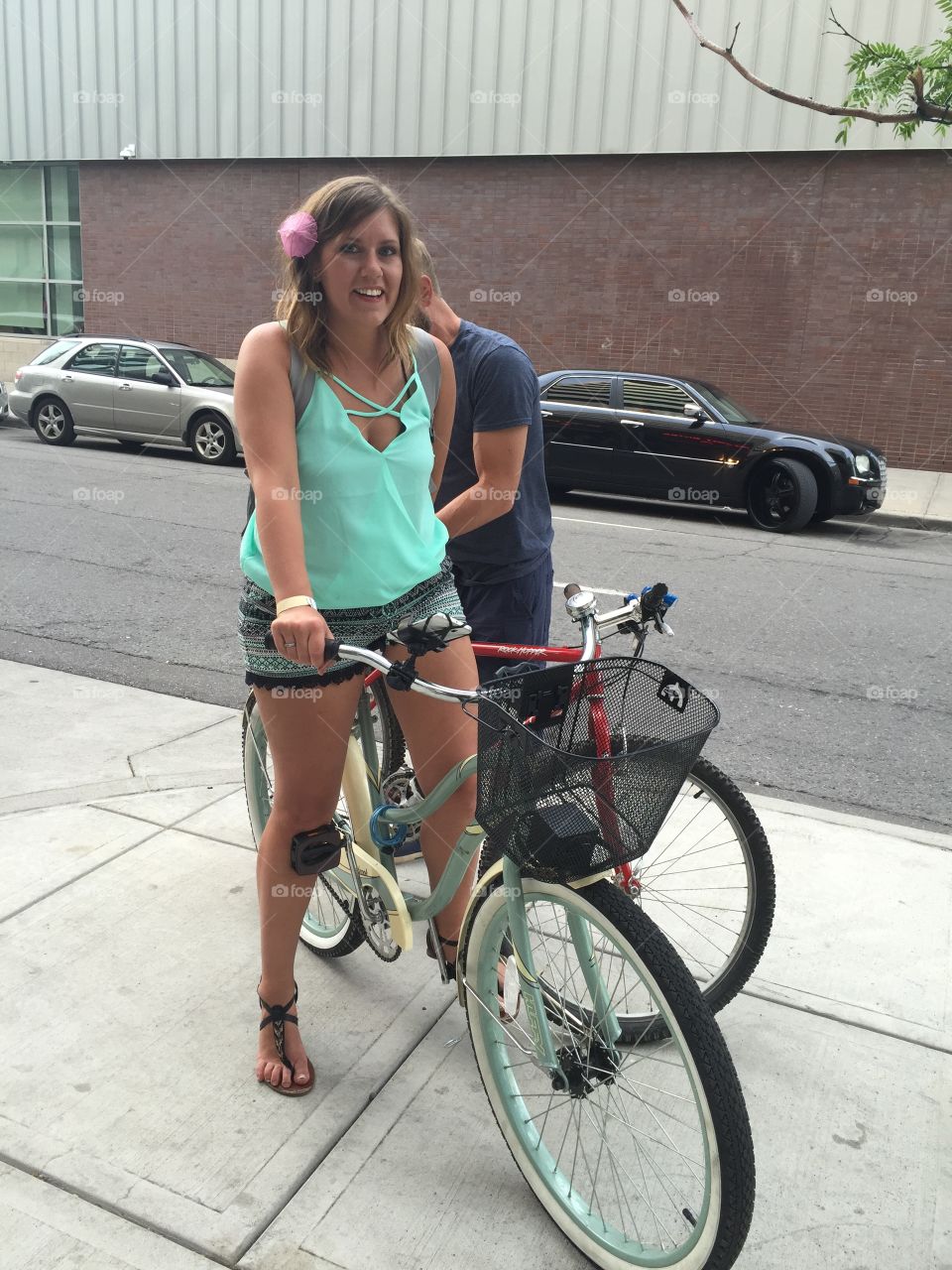 Woman sitting on cycle