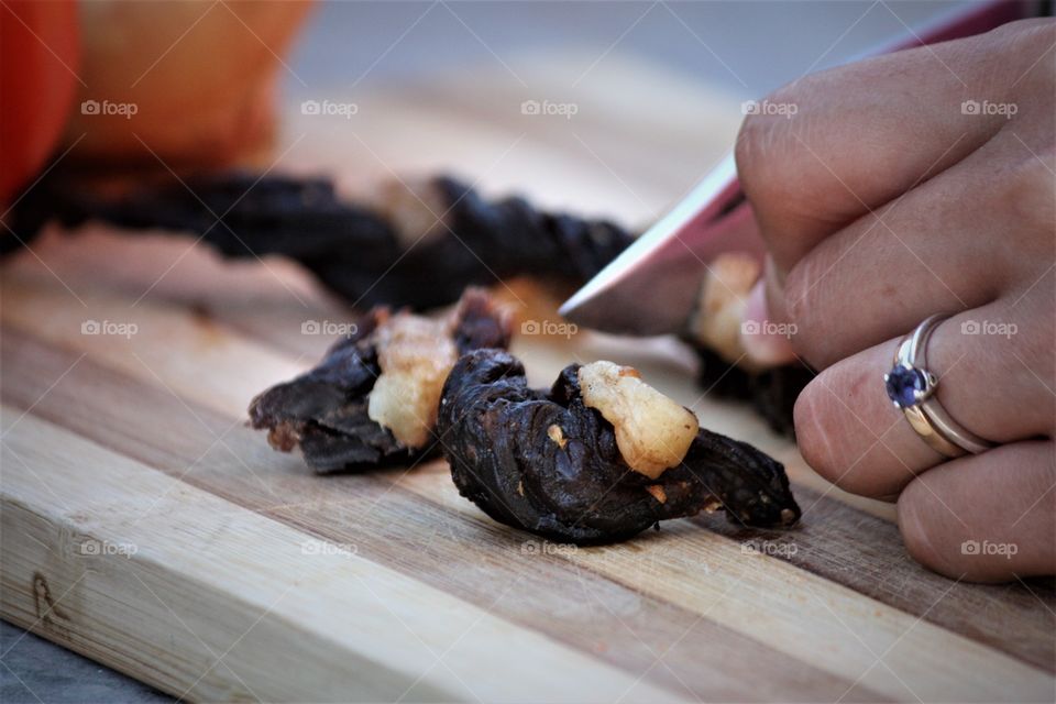 Woman preparing  the snacks