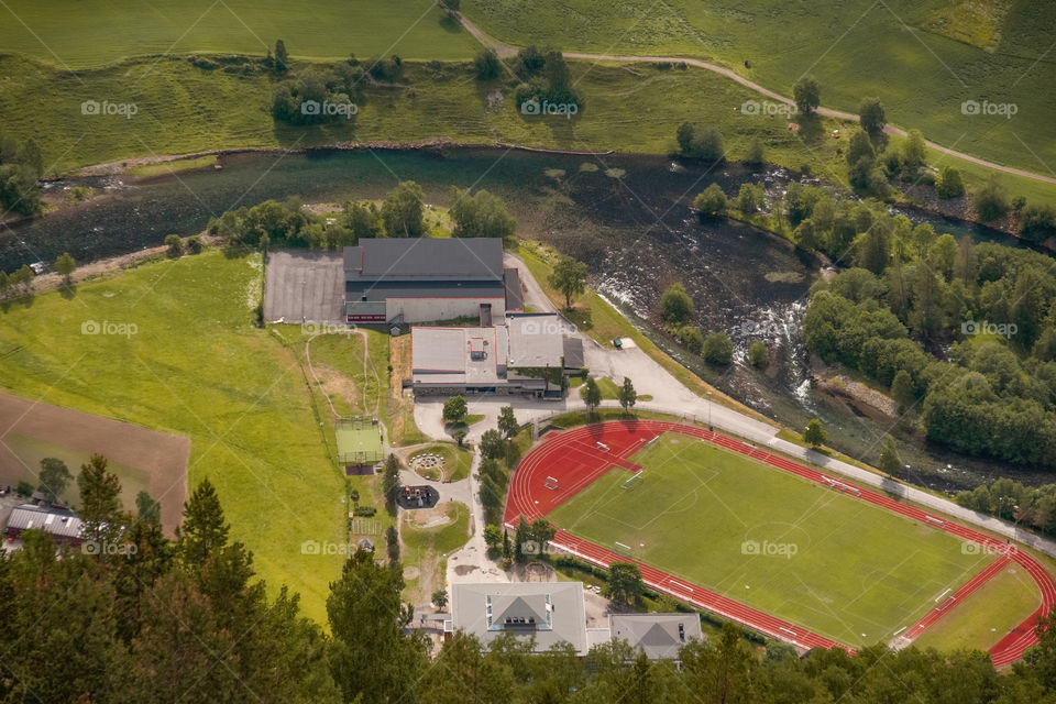 Aerial view of a village in Norway