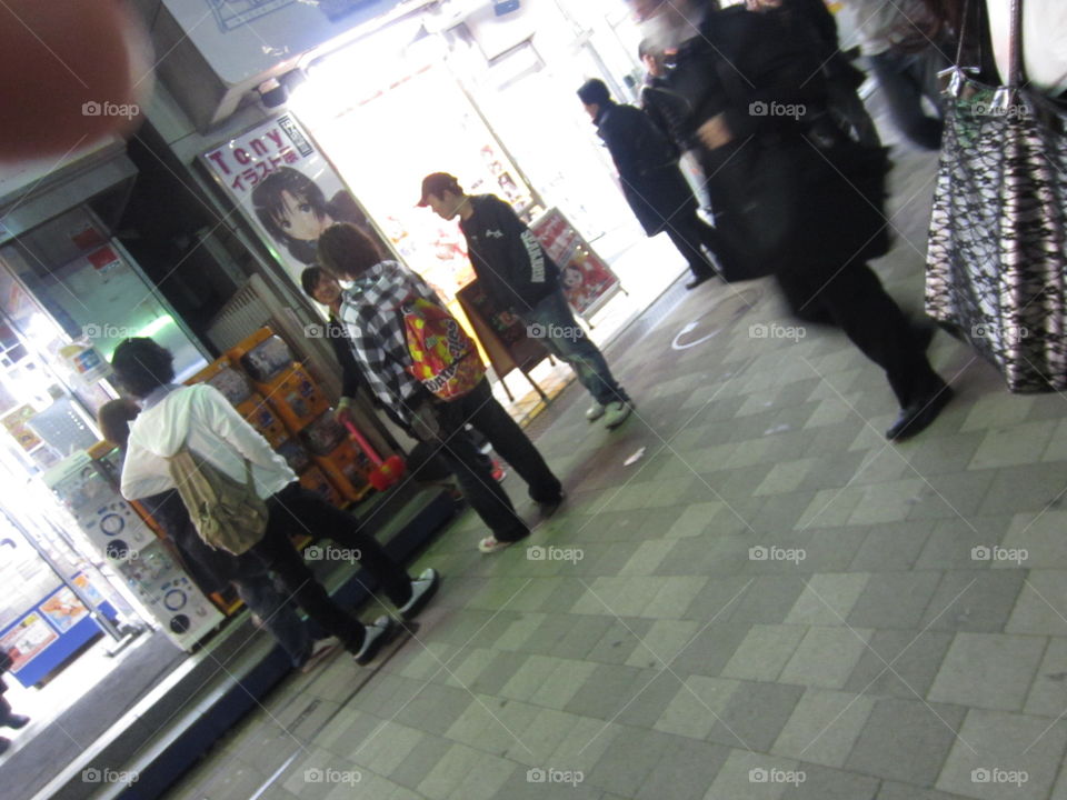 Cool Japan, Akihabara, Tokyo.  Young Men in Street Fashion, Standing Around at Night
