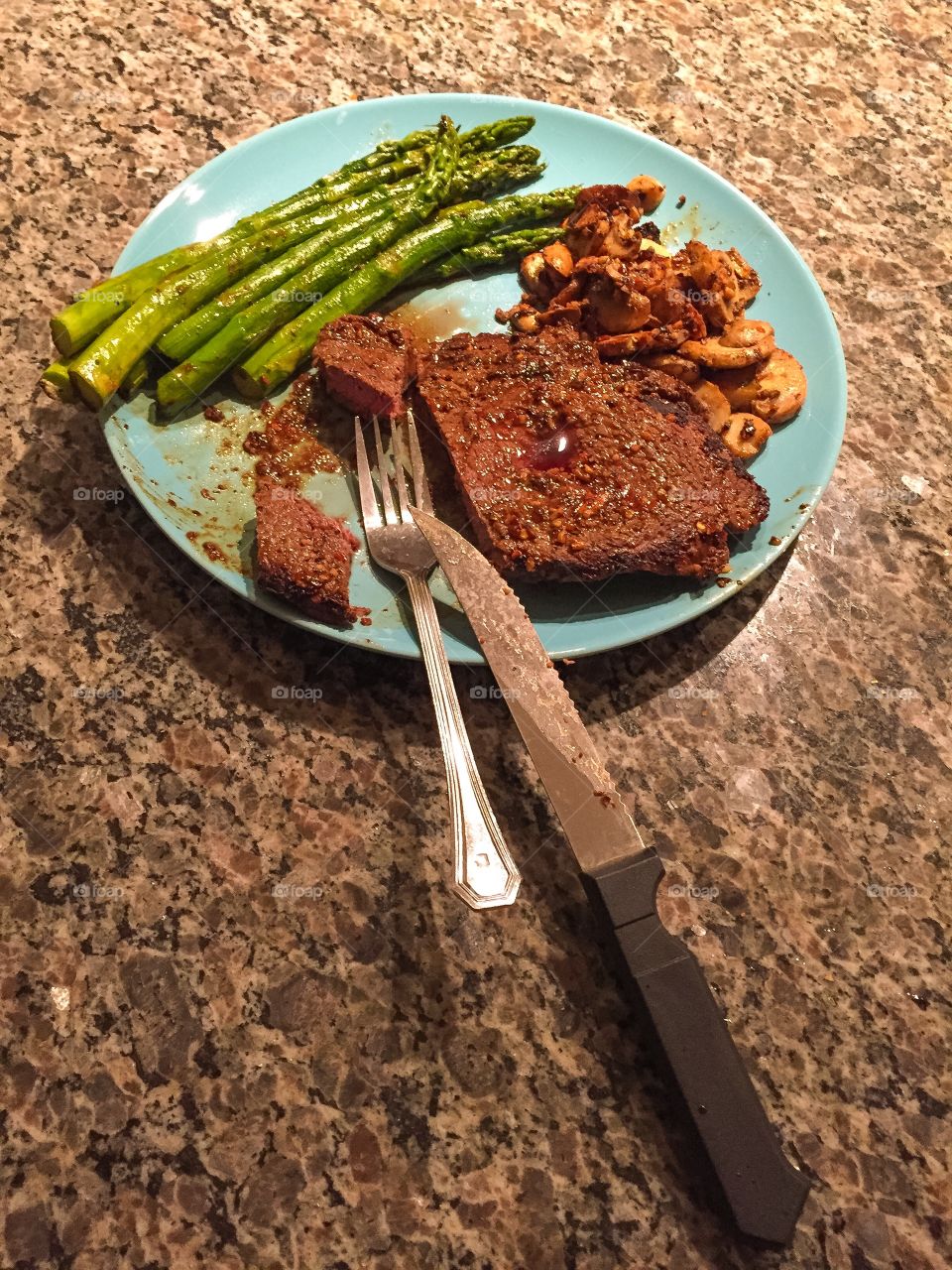 Steak Asparagus Mushrooms  