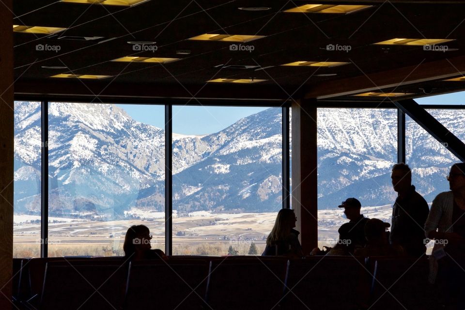 View of the Rocky Mountains from the Bozeman, Montana airport 