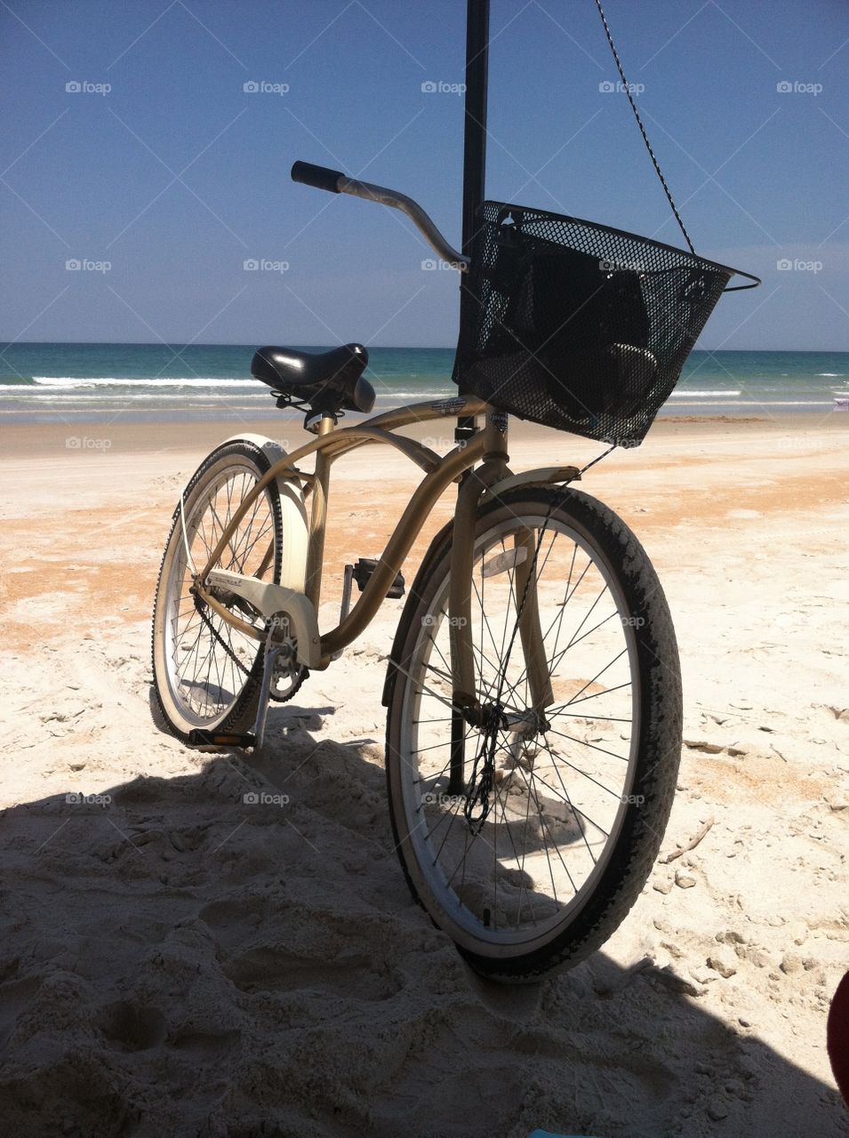 Bike on the beach. Enjoying the beach after a bike ride