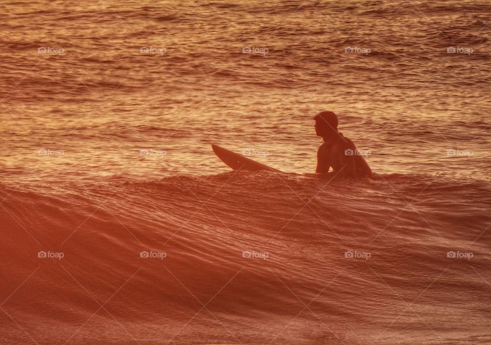 Surfing At Sunset. California Surfing
