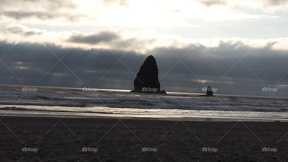 Sunset sentinel. Taken at Seaside Oregon. 
