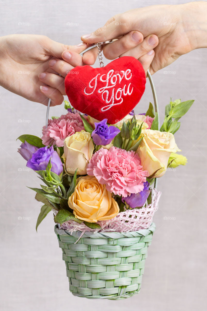 basket with flowers