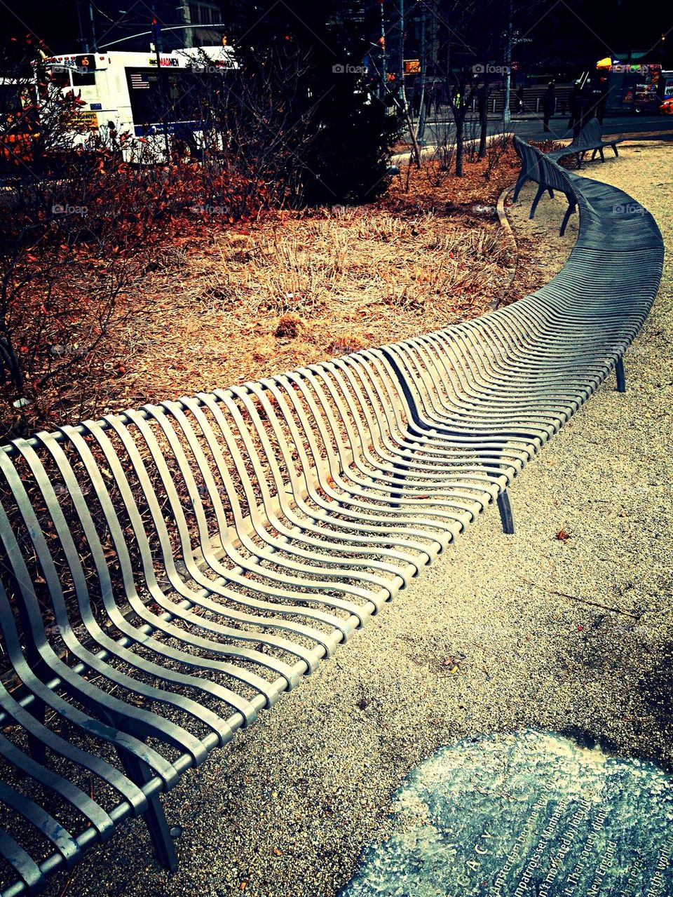 Public curving bench