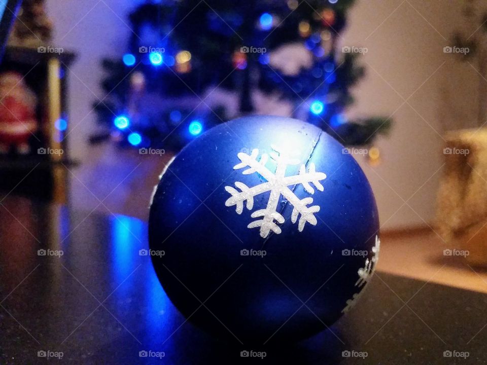 blue christmas ball