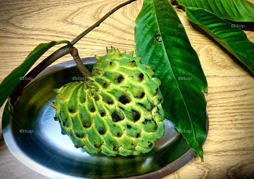 Meu sobrinho colheu essa atemoia. Está bonita! Em breve, saberemos se também está saborosa.
Quando criança, era chamada de fruta-do-conde ou nona. Ou Annona. Mas que é exótica, ô se é.