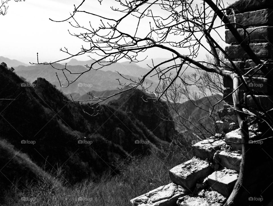 Ruins of the Great Wall in the Beijing province in China