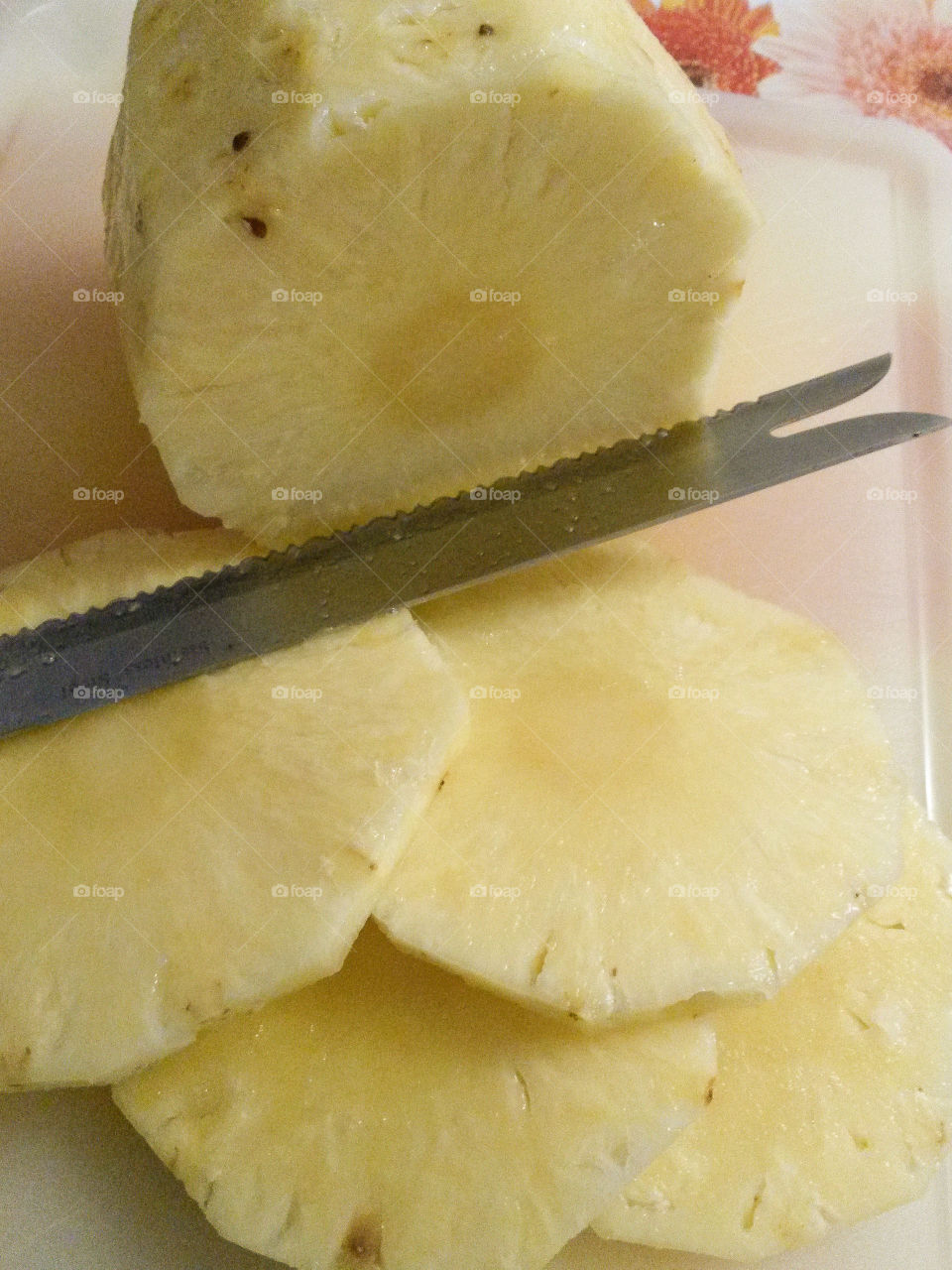 sliced fresh exotic pineapple