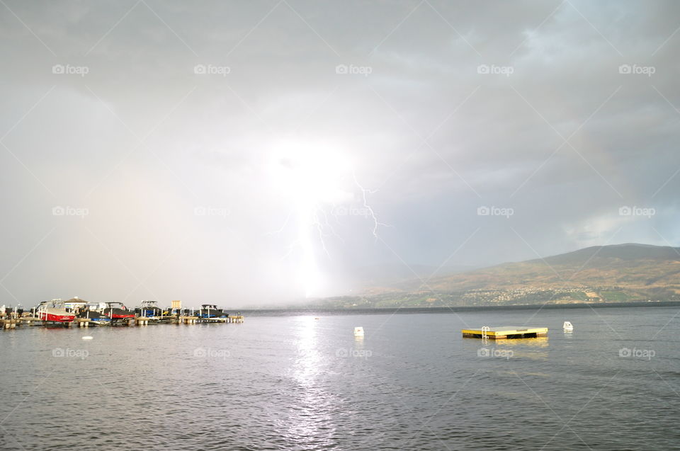 Lightning strike over the lake