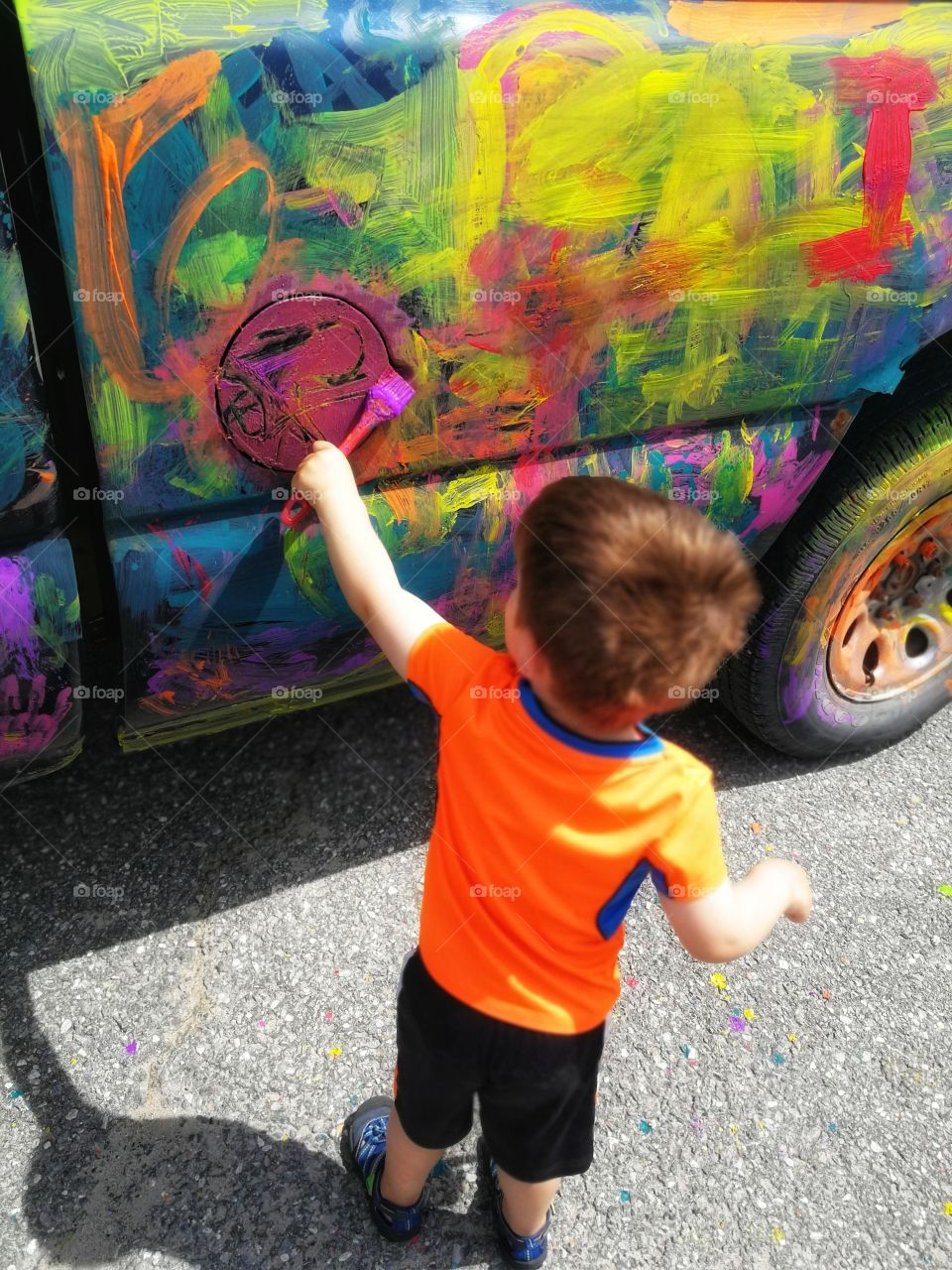 my little boy got to help paint this truck. he had so much fun.