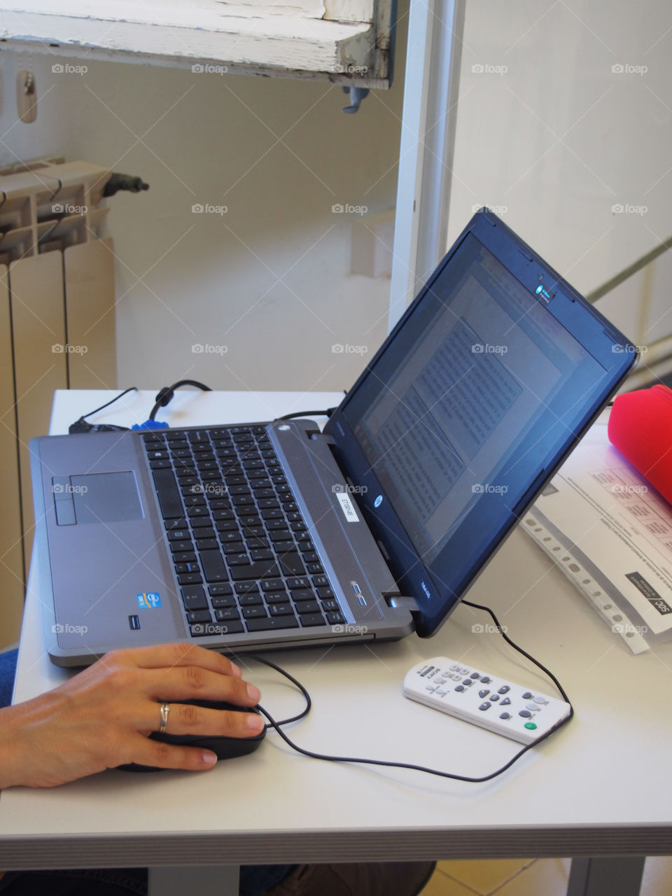 working with computer