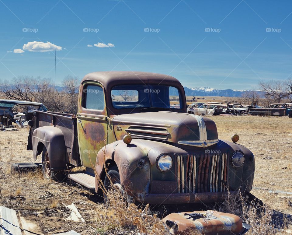 Rusty vintage truck at Salvage yard