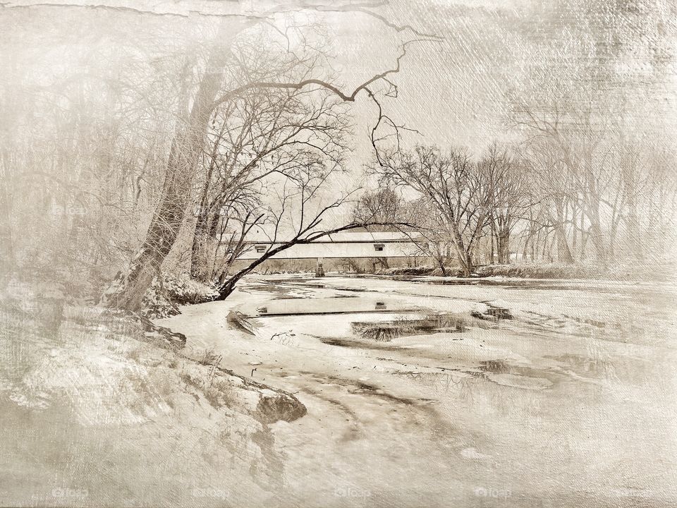 Old Indiana covered bridge 