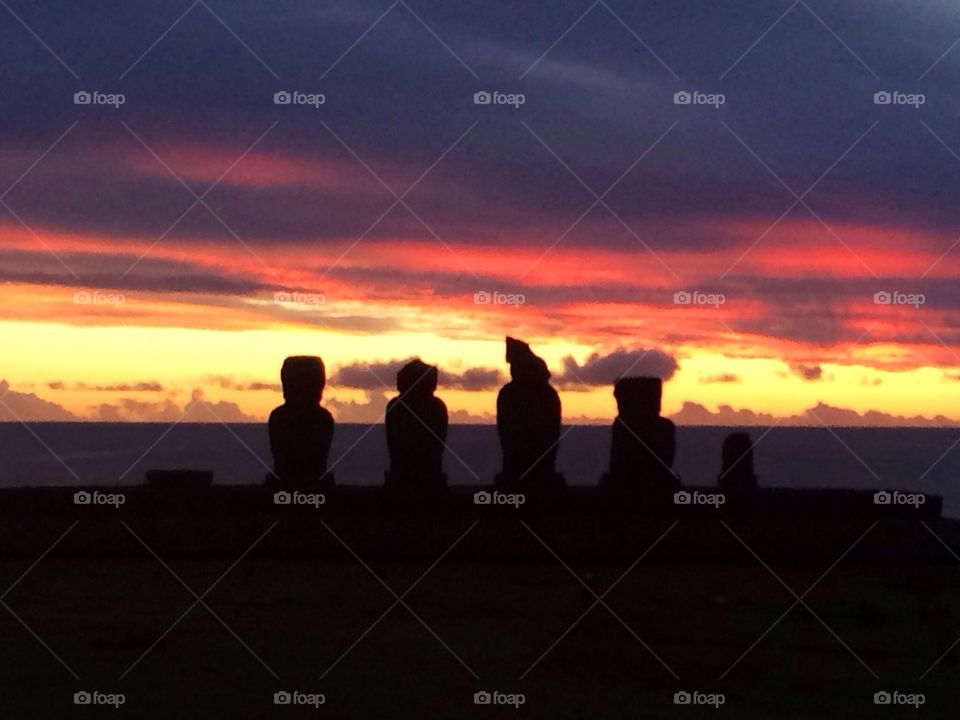Sunset on Easter Island 