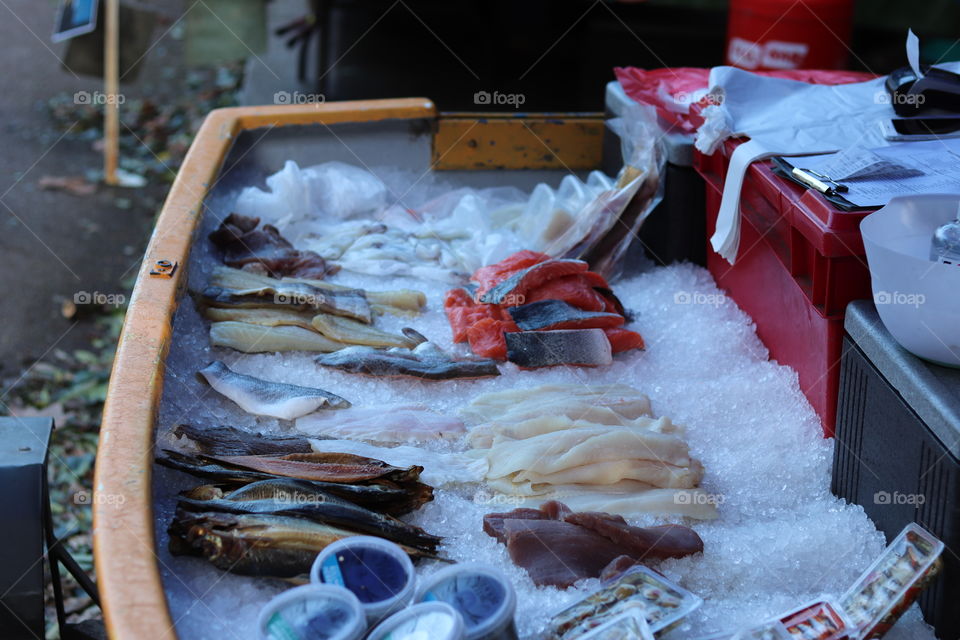 Fish market stall