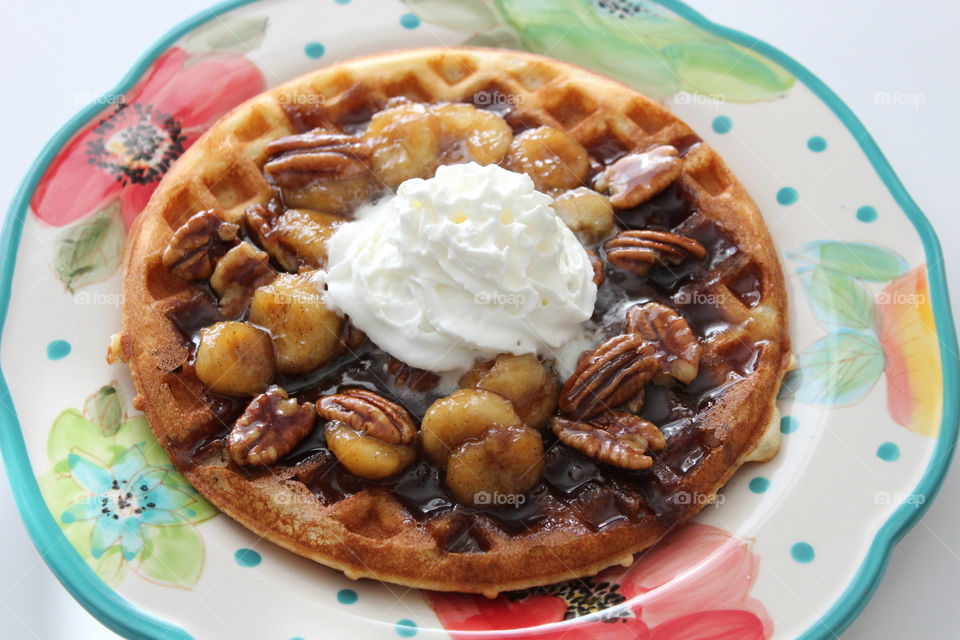 Bananas Foster Waffles 