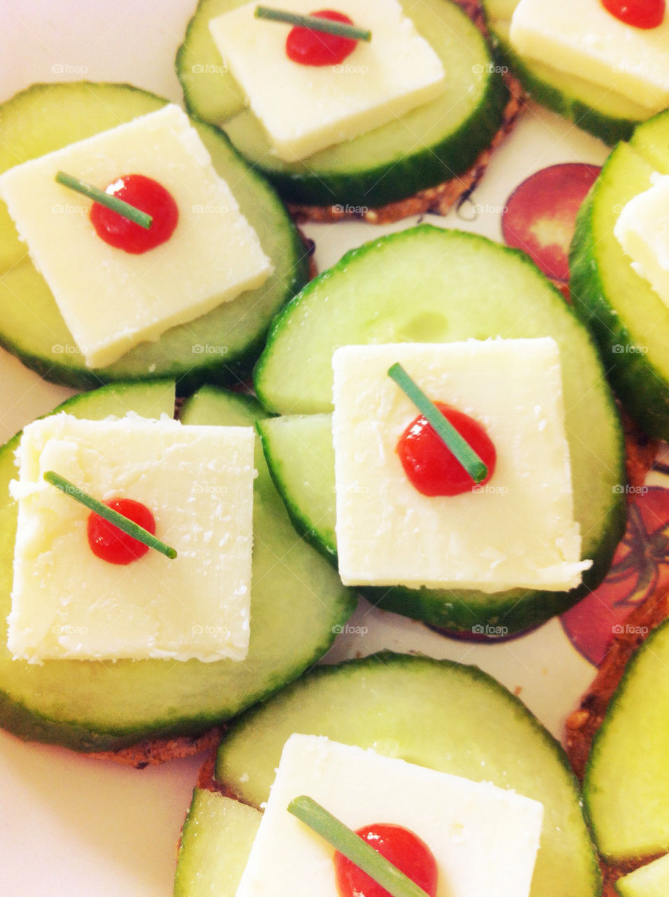 fresh cheese cucumber snack by percypiglet