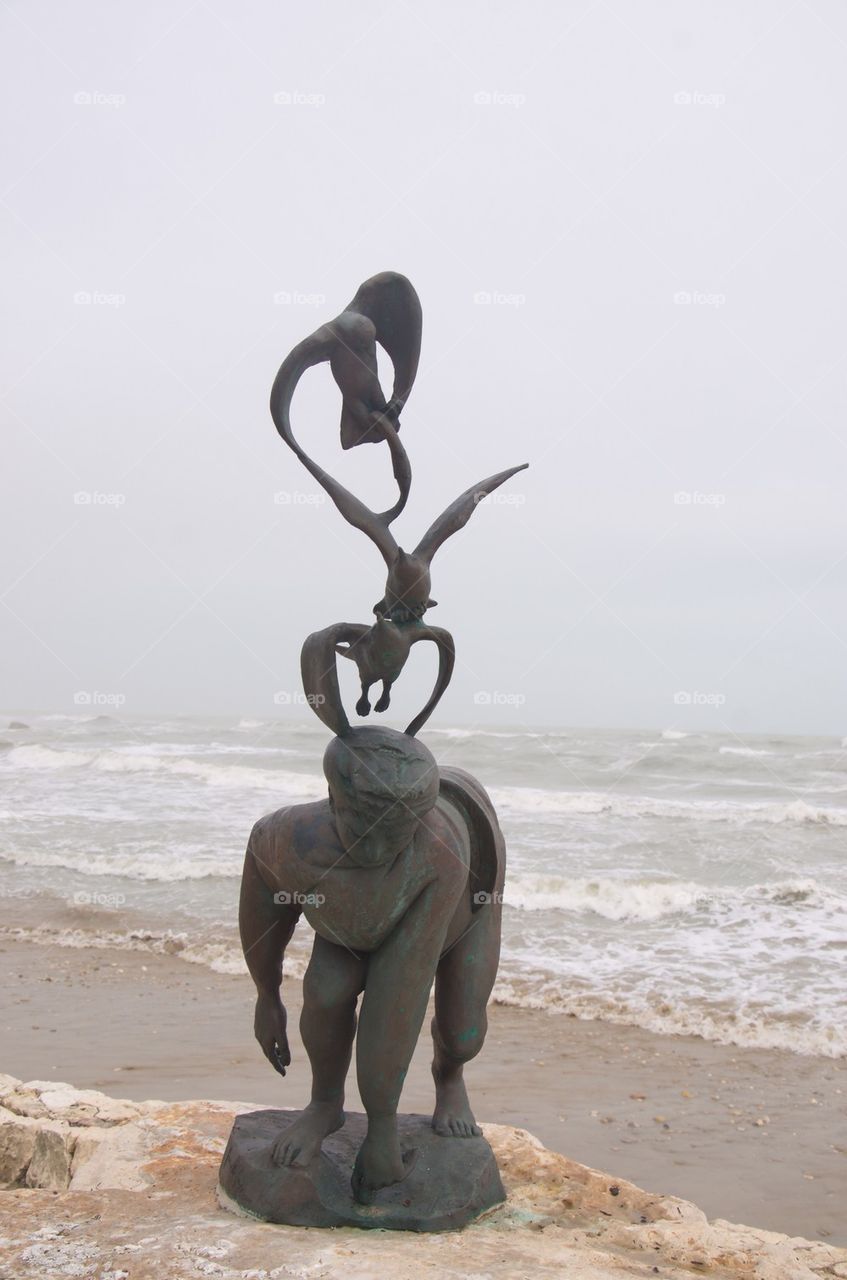 Boy with the seagulls, monument of Pericle Fazzini, Grottammare