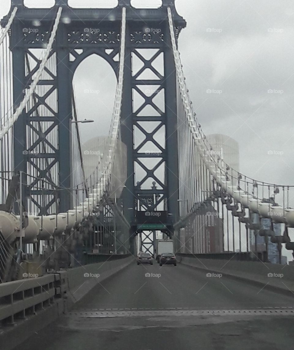 fog day Manhattan bridge