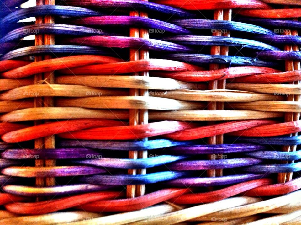 A pattern on a rattan basket