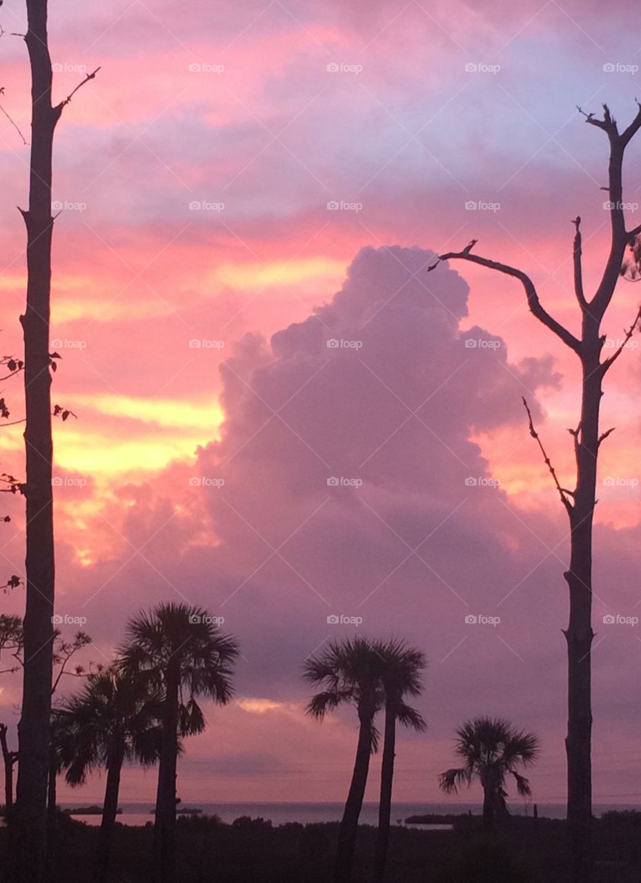 Clouds and sunset over the Gulf of Mexico 
